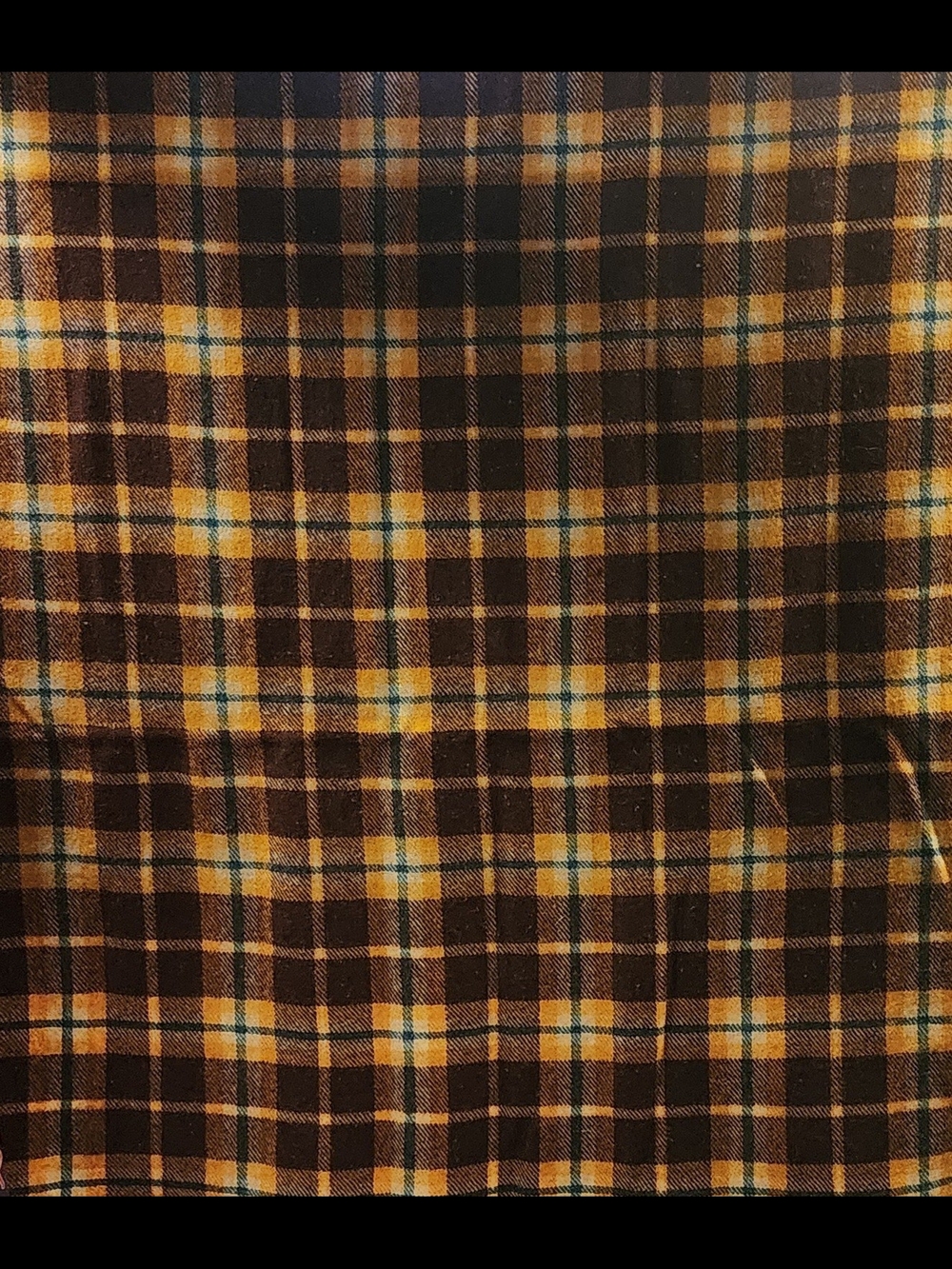 Vintage Faribault Wool Mills Brown Yellow  Plaid Wool Blanket